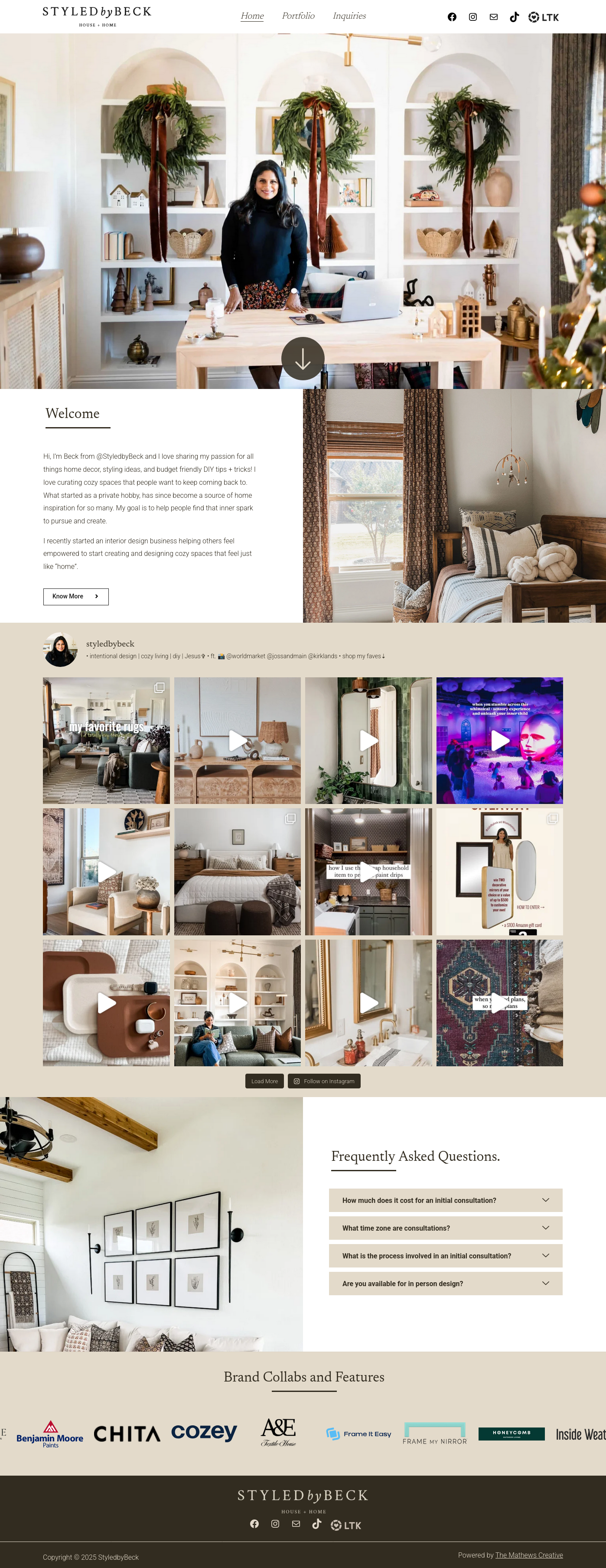 Styled By Beck is a website for a home decor and styling specialist. She is a social media influencer who wanted to visually appealing website for a growing portfolio. The goal was to integrate her social media platforms and lauch a single platform for her future business, including interior designing and consulting.